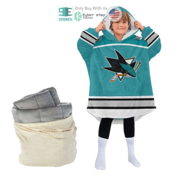 Best Personalized San Jose Sharks Logo Blue Hooded Blanet Hoodie