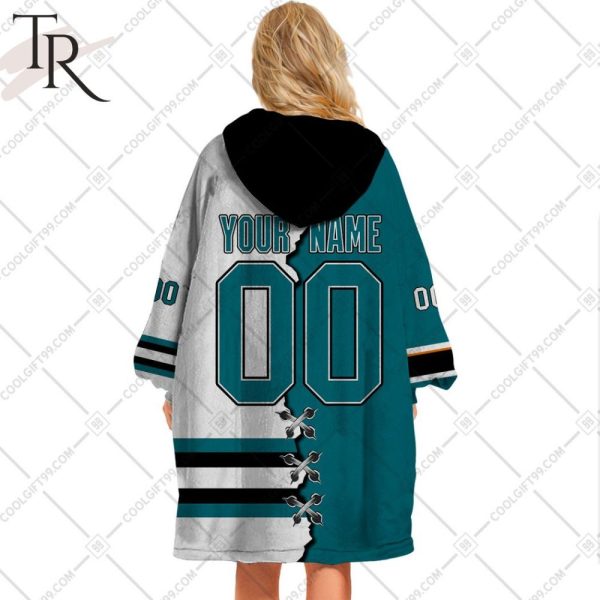 Personalized Nhl San Jose Sharks Mix Jersey Blanket Hoodie