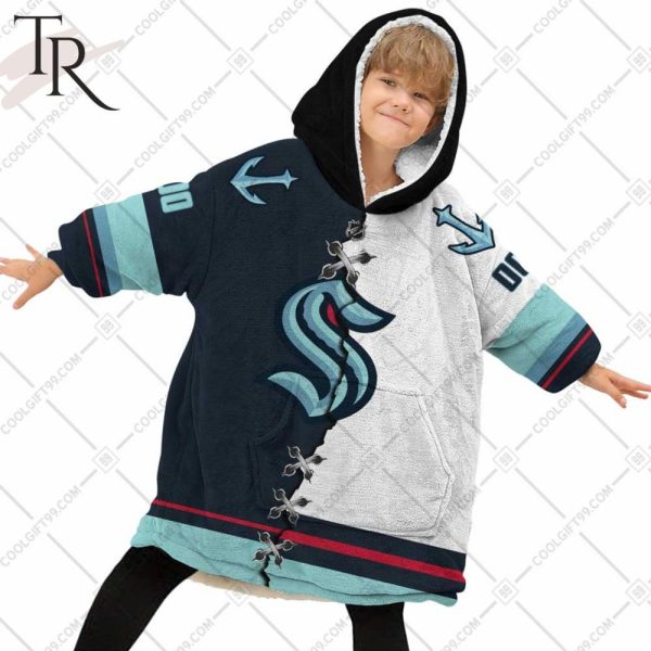 Personalized Nhl Seattle Kraken Mix Jersey Blanket Hoodie