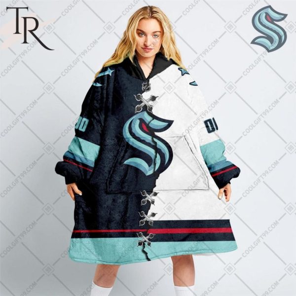 Personalized Nhl Seattle Kraken Mix Jersey Blanket Hoodie