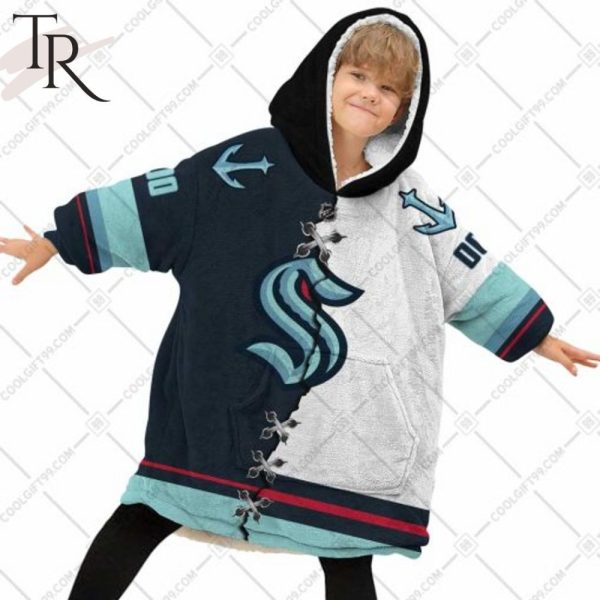 Personalized Nhl Seattle Kraken Mix Jersey Blanket Hoodie