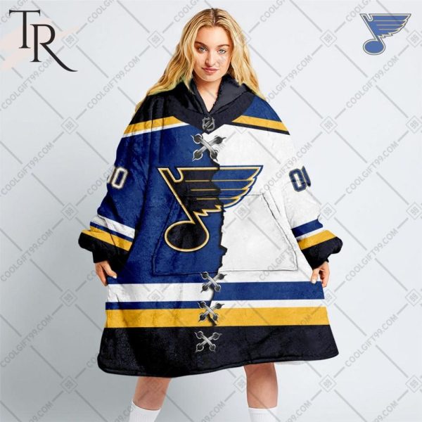 Personalized Nhl St. Louis Blues Mix Jersey Blanket Hoodie