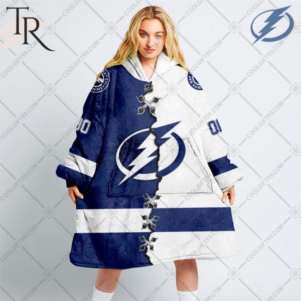 Personalized Nhl Tampa Bay Lightning Mix Jersey Blanket Hoodie