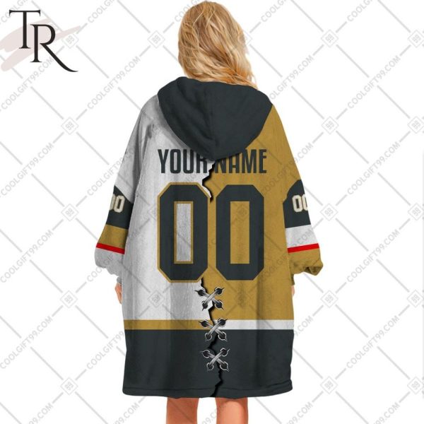 Personalized Nhl Vegas Golden Knights Mix Jersey Blanket Hoodie