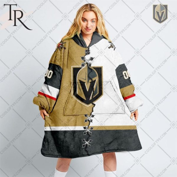 Personalized Nhl Vegas Golden Knights Mix Jersey Blanket Hoodie