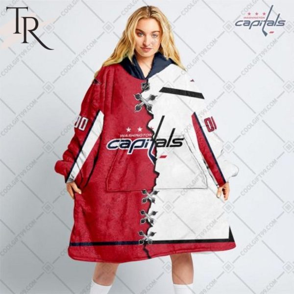 Personalized Nhl Washington Capitals Mix Jersey Blanket Hoodie