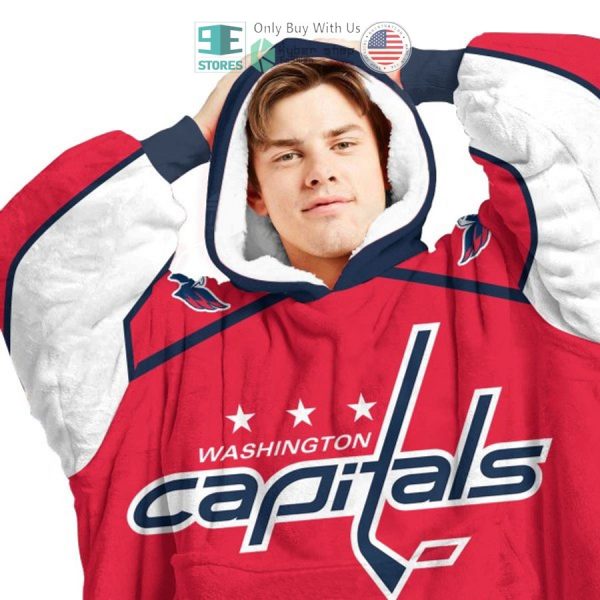 Best Personalized Washington Capitals Red Blue Hooded Blanet Hoodie