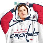 Best Personalized Washington Capitals White Blue Hooded Blanet Hoodie