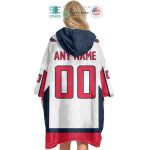 Best Personalized Washington Capitals White Blue Hooded Blanet Hoodie