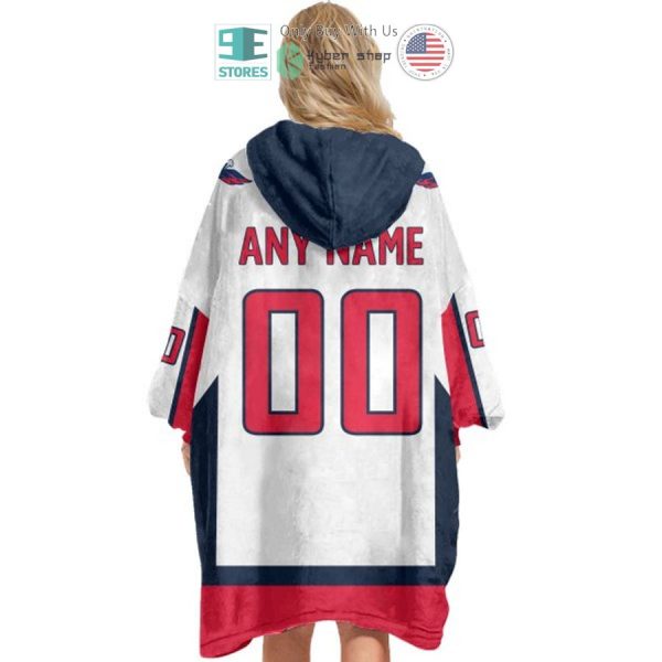 Best Personalized Washington Capitals White Blue Hooded Blanet Hoodie