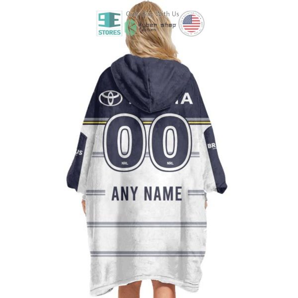 Best Personalized North Queensland Cowboys Toyota White Blue Hooded Blanet Hoodie