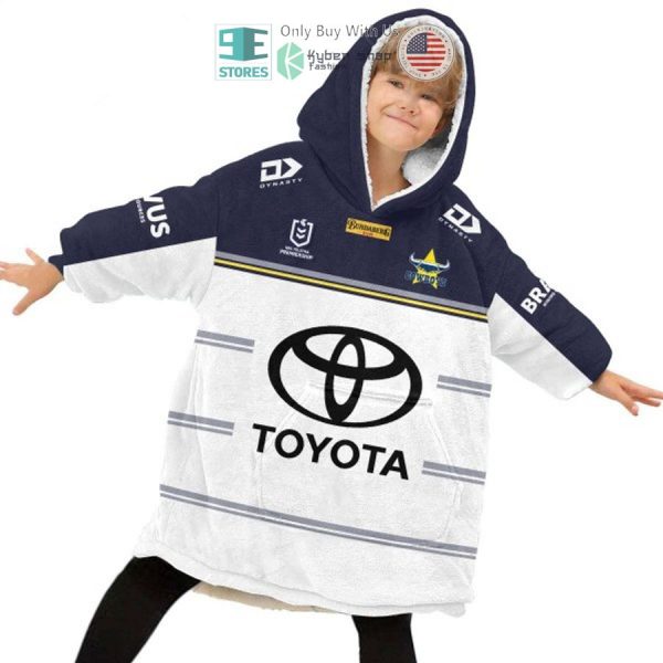 Best Personalized North Queensland Cowboys Toyota White Blue Hooded Blanet Hoodie