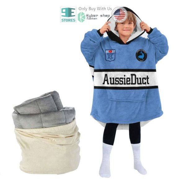 Best Personalized Nrl Cronulla-Sutherland Sharks Blue Hooded Blanet Hoodie