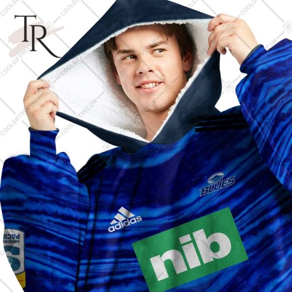 Personalized Super Rugby Blues Jersey Oodie, Flanket, Blanket Hoodie, Snuggie
