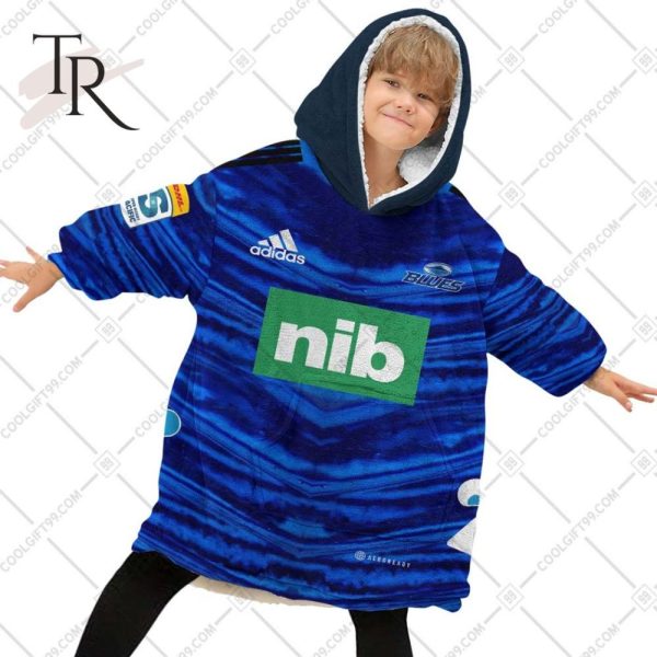 Personalized Super Rugby Blues Jersey Oodie, Flanket, Blanket Hoodie, Snuggie
