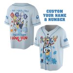 Custom Bluey Baseball Jersey - Personalize Name & Number, True Colors Design, Perfect Gift!