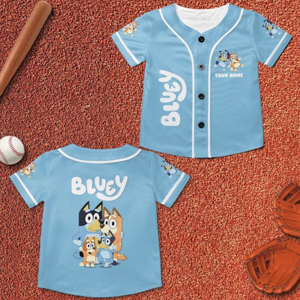 Custom Bluey Baseball Jersey - Personalize With Any Name - Perfect Gift For Kids!