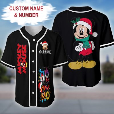 Customizable Holiday Mickey Mouse Baseball Jersey - Add Your Name & Number!
