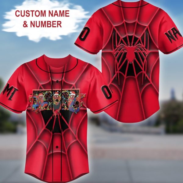 Custom Spider Design Baseball Jersey - Add Your Name & Number - Perfect Gift For Fans!