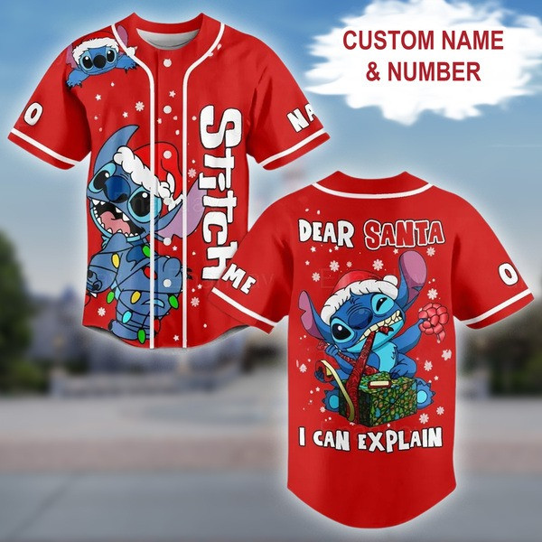 Custom Name & Number Christmas Stitch Baseball Jersey - Festive Holiday Gift!