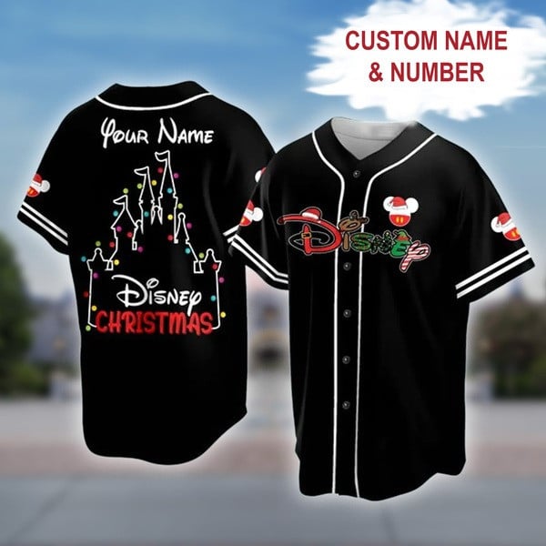 Custom Disney Christmas Jersey – Personalized Name & Number Baseball Shirt
