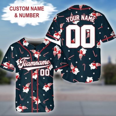 Custom Christmas Baseball Jersey - Personalize Name & Number - Festive Holiday Design