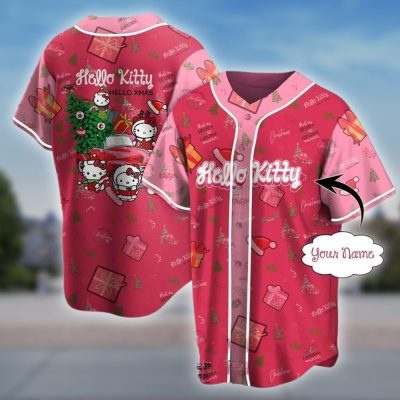 Custom Hello Kitty Christmas Baseball Jersey – Personalized Holiday Gift