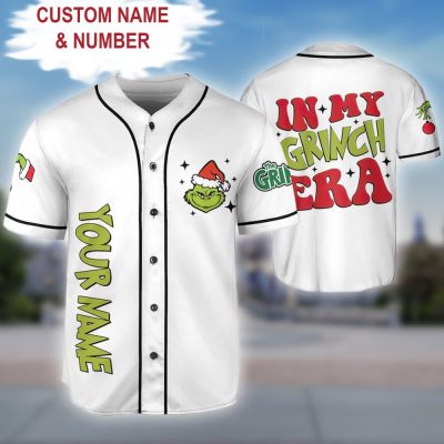 Custom Grinch Baseball Jersey - Add Your Name & Number - Perfect Holiday Gift!