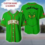 Custom Grinch Baseball Jersey - Personalized Name & Number - Festive Holiday Wear