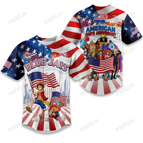 Toronto Blue Jays X One Piece United States Of America 250 Baseball Jersey