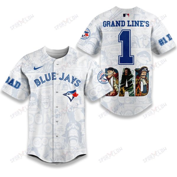 Toronto Blue Jays X One Piece Grand Line'S #1 Dad Custom Baseball Jersey