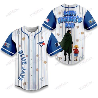 Toronto Blue Jays X One Piece Dragon & Luffy Dad Baseball Jersey