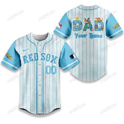 Boston Red Sox X Pokemon Dad Pastel Blue Baseball Jersey