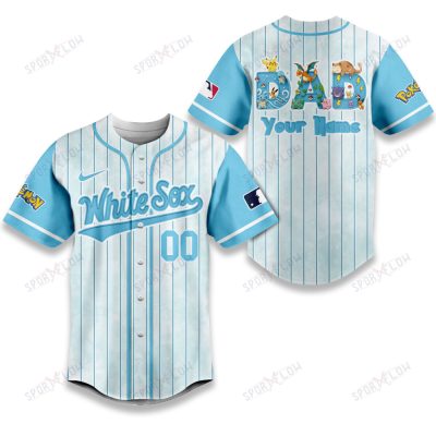 Chicago White Sox X Pokemon Dad Pastel Blue Baseball Jersey