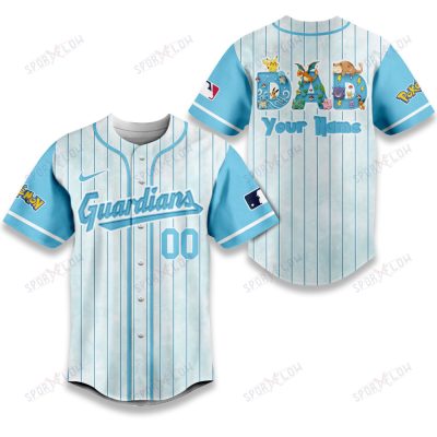 Cleveland Guardians X Pokemon Dad Pastel Blue Baseball Jersey