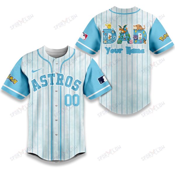 Houston Astros X Pokemon Dad Pastel Blue Baseball Jersey