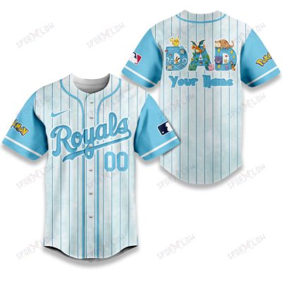 Kansas City Royals X Pokemon Dad Pastel Blue Baseball Jersey