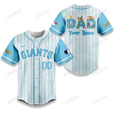 San Francisco Giants X Pokemon Dad Pastel Blue Baseball Jersey