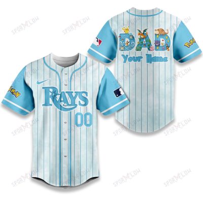 Tampa Bay Rays X Pokemon Dad Pastel Blue Baseball Jersey