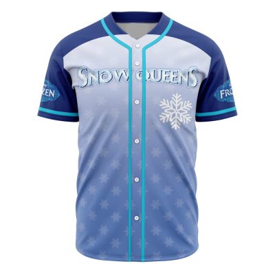 Snow Queens Frozen Baseball Jersey - Cool Blue Snowflake Design, Unisex Sports Shirt