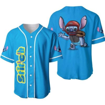 Stitch Baseball Jersey – Vibrant Blue, Fun Cartoon Design, Perfect Gift For Fans!