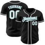 Custom Black White-Ice Blue Authentic Baseball Jersey