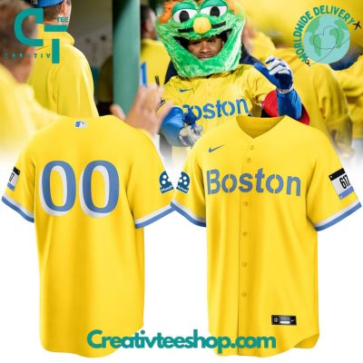 Boston Red Sox City Connect Gold/Light Blue Baseball Jersey