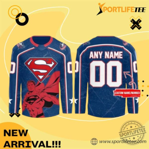 Columbus Blue Jackets 2025 Superman Hero Night Hockey Jersey