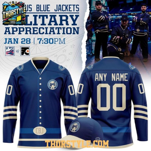 Columbus Blue Jackets 2026 Military Appreciation Personalized Hockey Jersey