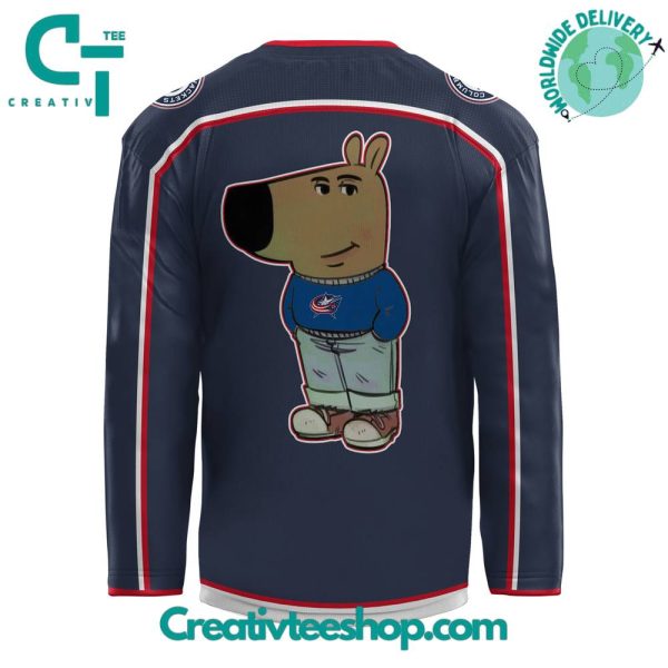 Columbus Blue Jackets Just A Chill Guy Meme Hockey Jersey