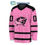 Columbus Blue Jackets Nhl Special Pink Breast Cancer Hockey Jersey Long Sleeve