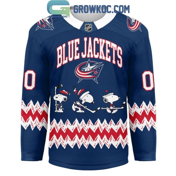Columbus Blue Jackets Snoopy Peanuts Out Of Our Blue We Rise Hockey Jersey