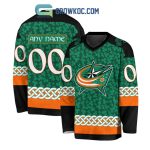Columbus Blue Jackets St.Patrick'S Day Personalized Long Sleeve Hockey Jersey