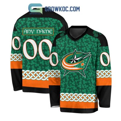 Columbus Blue Jackets St.Patrick'S Day Personalized Long Sleeve Hockey Jersey